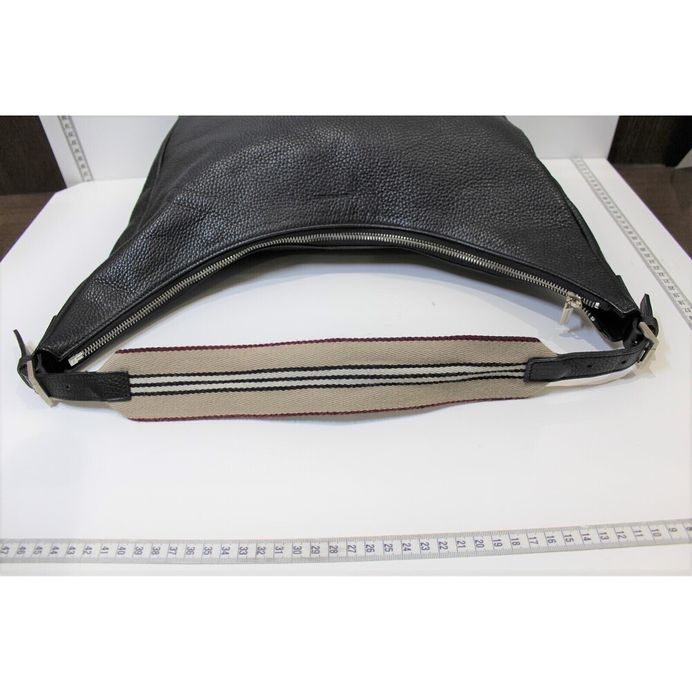 BURBERRY One Shoulder Hobo Bag Leather Black Beige Tan White - Picture 5 of 7